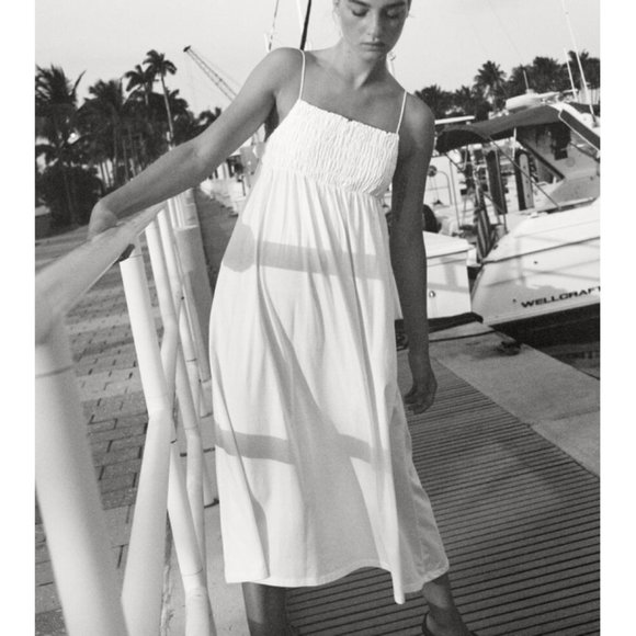 zara white smock dress